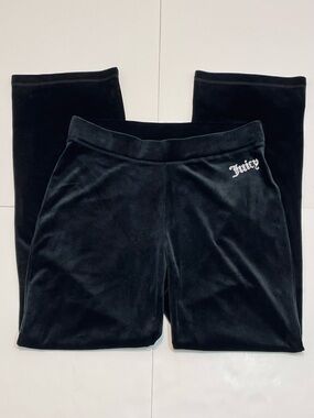 NWOT Juicy Couture Bling Black Velour Track Pants Women’s Size M